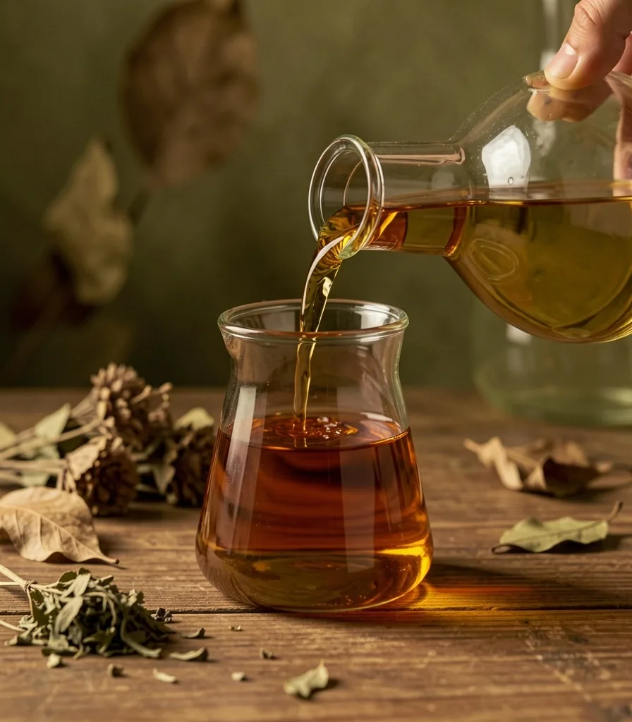 Botanical preparation in a glass vessel